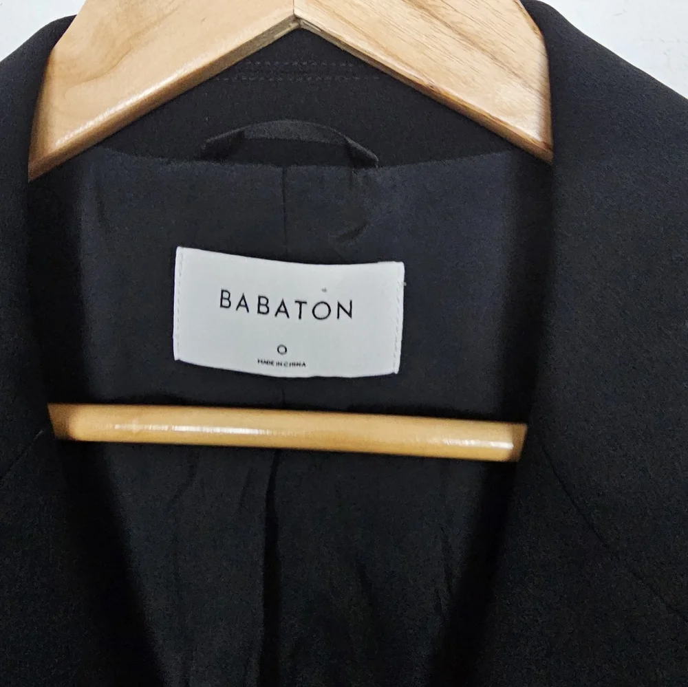 Aritzia Babaton Amell Blazer Black Double Breasted Long Lined Size 0 - Picture 4 of 9